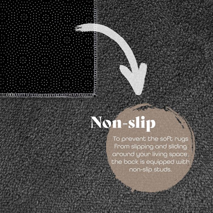 Килимок для вітальні TT Home Kurzflor: антиковзаюча підкладка, однотонний, сучасний, машинне прання, колір антрацит, розмір 140x200 см