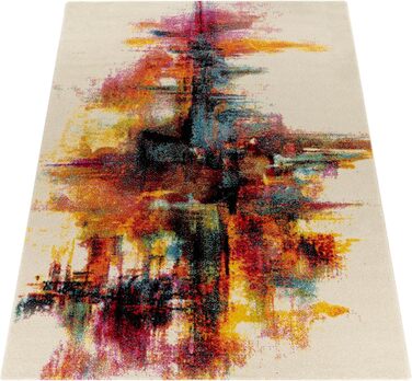 Paco Home Rug Living Room Bedroom Teen Room Short Pile Modern Vintage Abstract Patterns, Size: 240x330 cm, Color: Yellow-White 240 x 330 cm (Rectangular) Yellow-white