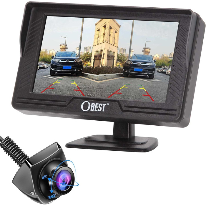 Автомобільна HD 1080P камера заднього виду OBEST з 4.3'' монітором, нічне бачення, водонепроникна IP69, комплект для автобуса, фургона, вантажівки, кемпера, причепа