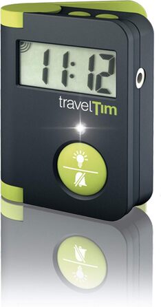 Humantechnik Travel Alarm Clock, Vibrating Alarm Clock for the Hard of Hearing. In green & magenta