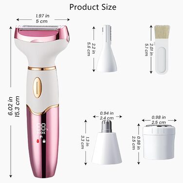 Електричний жіночий набір для гоління 4-в-1: гоління тіла, бікіні, ніг та обличчя, USB-зарядка