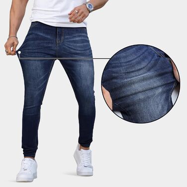 Чоловічі джинси GINGTTO Slim Fit Stretch Skinny блакитні, 40W/30L