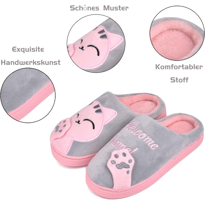 JACKSHIBO Теплі плюшеві тапочки для дому (зимові) - чоловічі/жіночі, унісекс, сірі (38/39 EU)