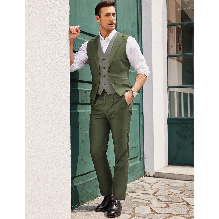 Жилет чоловічий COOFANDY, стильний, під костюм, для весілля, оливковий (Army Green), розмір XS