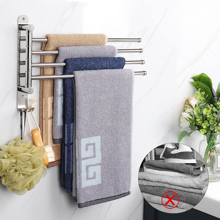 Поворотний вішак для рушників у ванну кімнату, настінний тримач-гачок