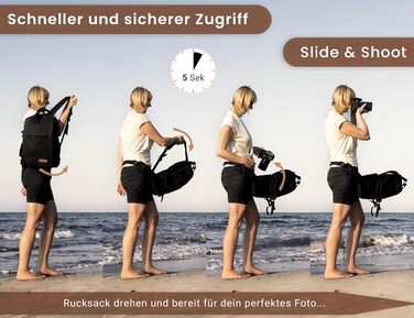 Чорний рюкзак для камери: захист від крадіжок, відділення для ноутбука 14
