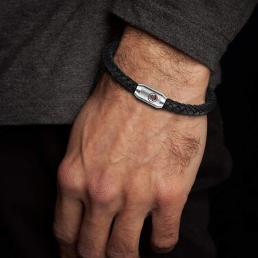 Чоловічий шкіряний браслет Casisto.J з магнітною застібкою, чорний, плетіння, справжня шкіра. Ідеальний подарунок на Різдво, День батька або на день народження.