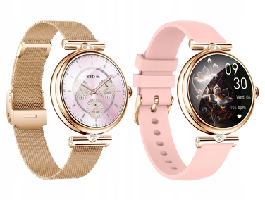 Смарт-годинник Emavo для жінок, AMOLED-дисплей, золотий колір (5 ремінців у комплекті)
