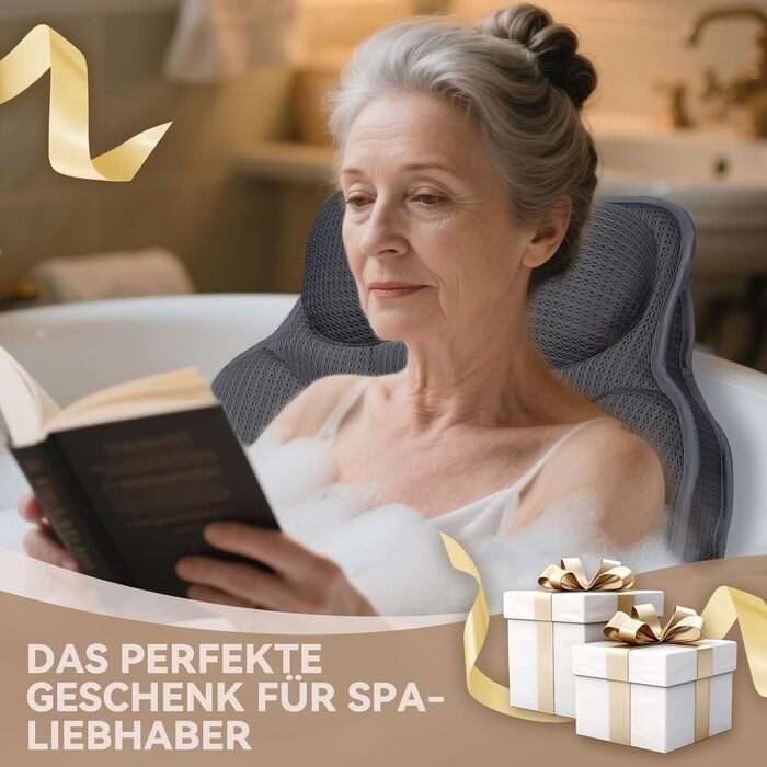 Подушка для ванни з 3D Air Mesh сітки, неслизька, швидковисихаюча, м'яка подушка для ванни (сіра)