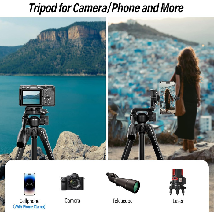 Штатив для камери SIRUI 180 см, алюмінієвий трипод з кріпленням для телефону, фото- та відеозйомки