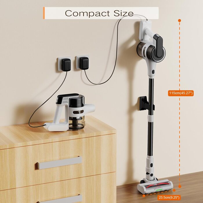 Потужний бездротовий пилосос S5, 30 kPa, великий акумулятор, 55 хв роботи, 1 л контейнер для пилу, для твердих підлог, килимів та шерсті тварин в усьому домі