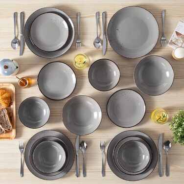 Набір посуду Vancasso NAVIA, 24 елементи, кераміка, сірий, для 4 осіб