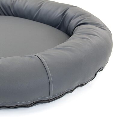 Wallace & Jones | Преміум собаче ліжко Болтон, диван для собак 63x50 см, штучна шкіра, для маленьких собак, прихований блискавка, миється, нековзне, темно-сірий 63 x 50 см, темно-сірий