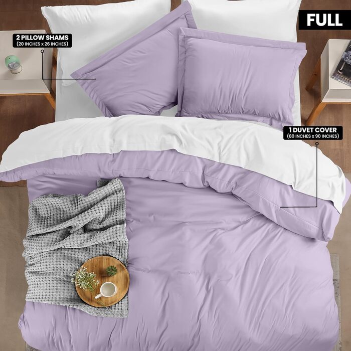 Комплект постільної білизни Utopia Bedding, повний розмір: простирадло на гумці, 2 наволочки, 203 x 228 см, ультрам'яка мікрофібра, лаванда
