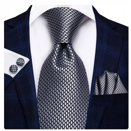 Елегантний набір: синтетична шовкова краватка, затичка та кишенькова хустка з жакардовим візерунком