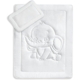 Комплект дитячої постільної білизни Oeko-Tex з милим стеганим слоником, 40x60 + 100x135 см, витримує прасування, 95°C