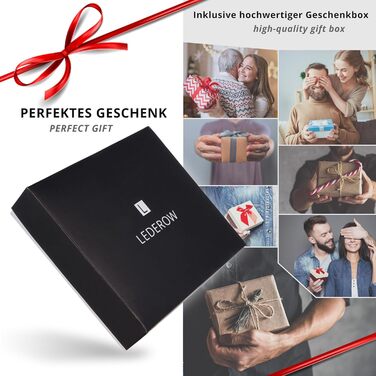 LEDEROW Wallet for Men Leather Black-Red - Crossbody Wallet including Gift Box - Men's Portofolio RFID Protection with Coin Pocket - Wallet Purse Leather Man Large (Black-Red)