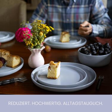 Набір посуду Feinsteinzeug на 6 осіб, 18 частин: міцний та стійкий до подряпин, бежевий глянцевий | Тарілки, тарілки для десерту та миски для 6 осіб - Magnetiks (Лавандова Мгла | 18 частин)