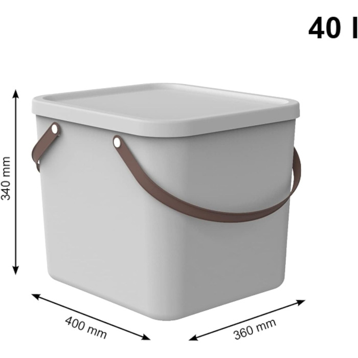 Rotho Albula Storage Box 40l with Lid, Plastic (Recycled PP), Green, 40l (40.0 x 40.0 x 34.0 cm) (White)