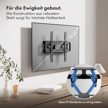 Кріплення для телевізора VonHaus – поворотне та нахильне, для телевізорів 23-70 дюймів (LCD, LED, OLED, Curved) до 45 кг, VESA 400x400 мм