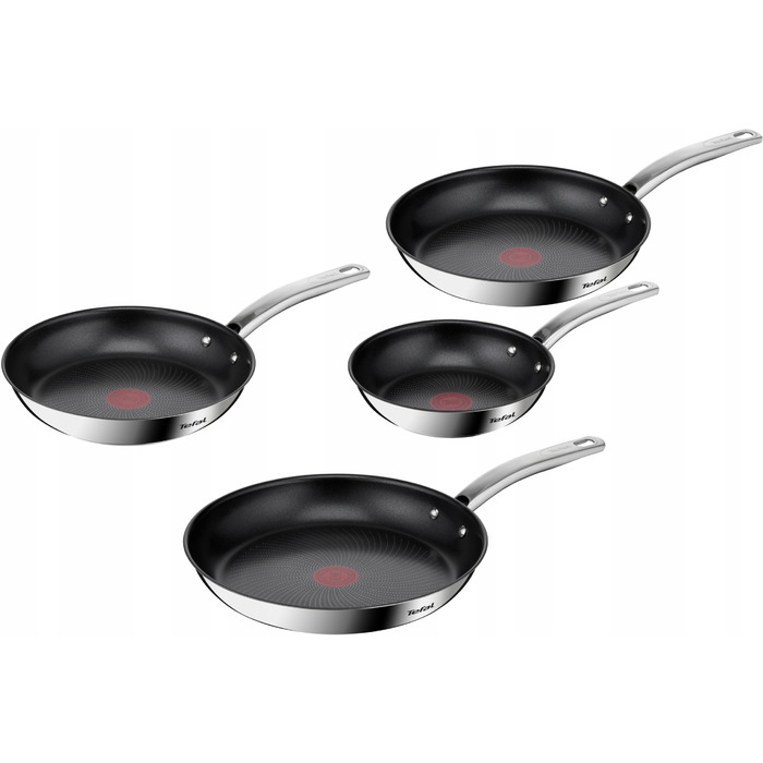 Набір сковорідок Tefal Intuition, 4 предмети, сріблясті, з антипригарним покриттям, 20/24/26/28 см