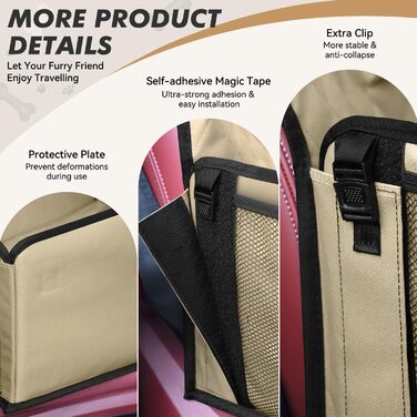 Автокрісло для собак: стабільне, водонепроникне, з підсиленими стінами та ременями безпеки, підходить для собак середніх та малих порід, бежеве