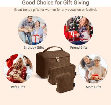 Косметичка MAGEFY: 2 шт. бежева + 3 шт. коричнева. Органайзер для макіяжу, дорожній, з відділеннями