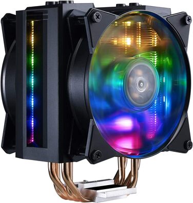 Охолоджувач CPU Cooler Master MasterAir MA410M з RGB підсвічуванням: двотурна конструкція, 6 heatpipes, тихий вентилятор SF120R