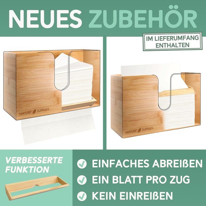 Nature Supplies Wooden Paper Towel Dispenser - Paper Towel Holder with Wall Mount or Tabletop Use, for C-, Z-, or Interfold-Folded Paper Towels