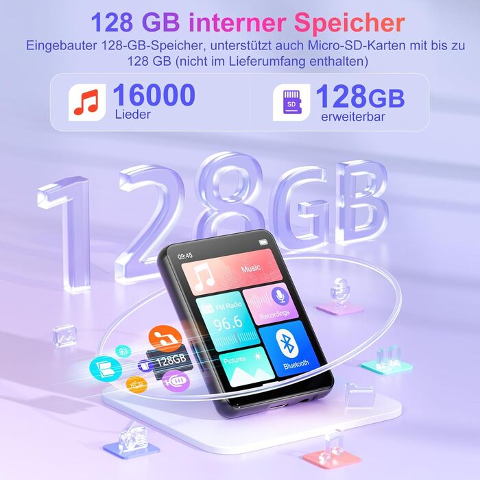 MP3-плеєр Oilsky 128GB Bluetooth 5.4 з екраном 2.4