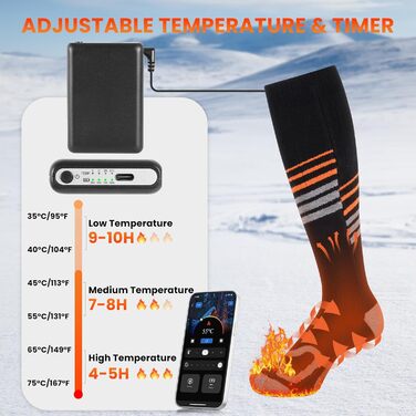 Електричні гріючі шкарпетки LAMA 6000mAh, унісекс, для зимових видів спорту та відпочинку на природі