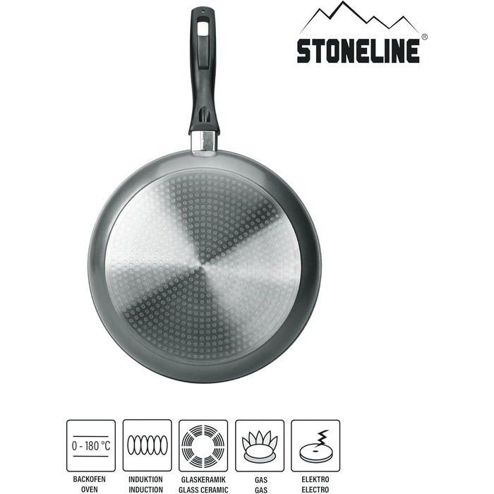 Сковорода глибока STONELINE 28 см з антипригарним покриттям (камінь), для індукції та духовки, сіра