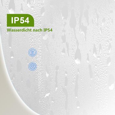 LED дзеркало для ванної кімнати з підсвічуванням, 70x50 см, холодне біле світло 6000K, енергозберігаюче, диммер, антизапар