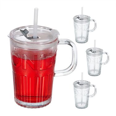 Relaxdays Set of 4 Handle Glasses