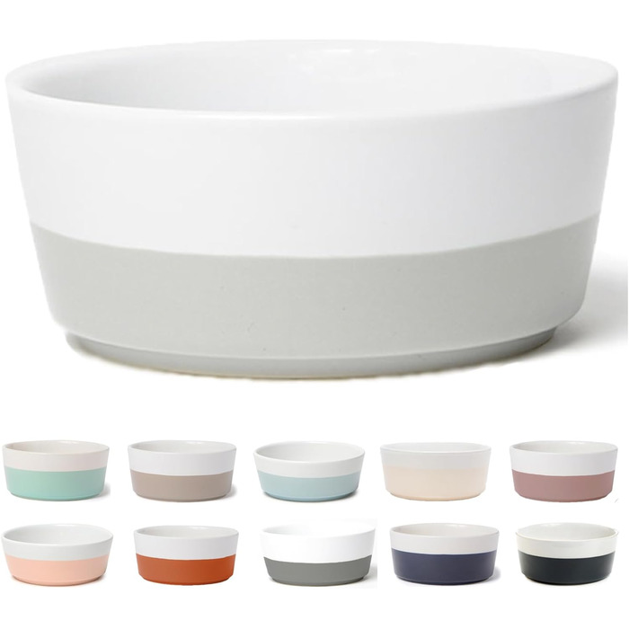 Миска для собак Waggo Dipper Ceramic - велика, сірого кольору, для маленьких та великих порід, міцна, для корму та води, сумісна з посудомийною машиною
