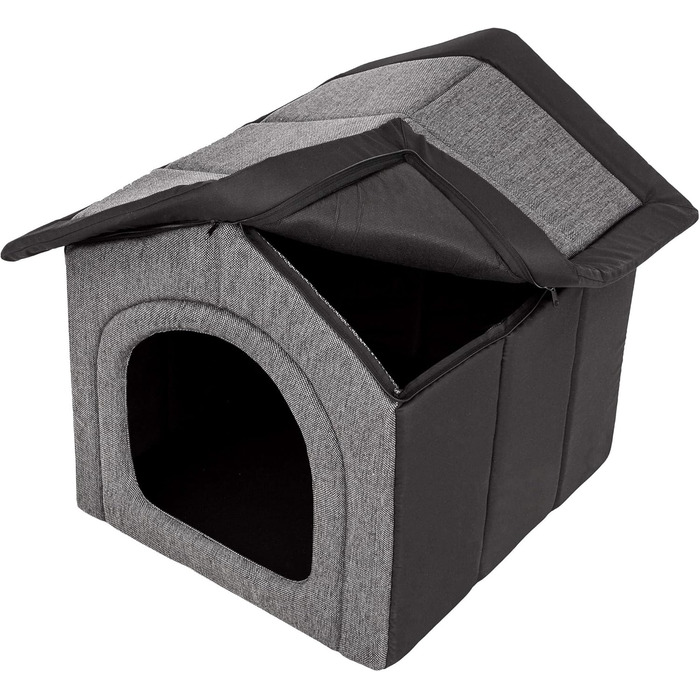 Будка для собак, лежанка для собак, будиночок для котів Mittel L 52x46x53 см, графіт з чорним