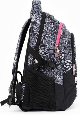 Ергономний шкільний рюкзак Budmil для хлопчиків та дівчаток 32L - для підлітків та дітей від 5 класу - водонепроникний, з 3 відділеннями та вентильованою спинкою, Edwin White Flower