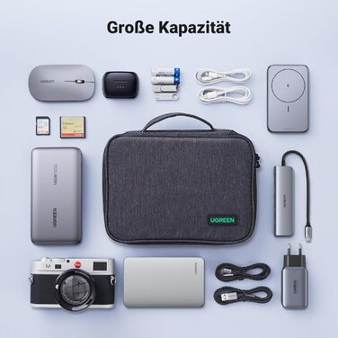 UGREEN Electronics Travel Cable Bag Universal Travel Cable Organizer Electronics Accessories Case 2-Layer Large Electronics Accessories Bag for Cables, Charger, Power Bank, Tablet