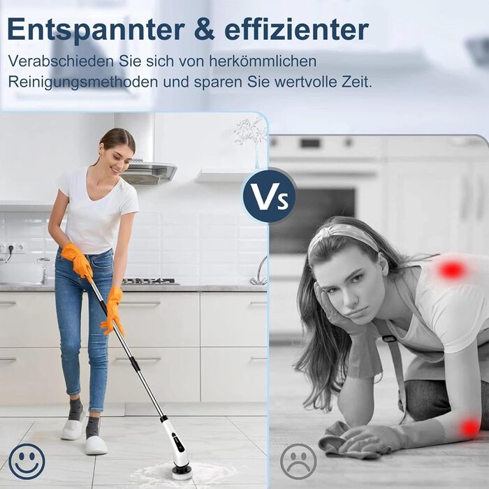 Електрична щітка для прибирання бездротова з 9 змінних насадок, 2 швидкості. Електричний очищувач ванни з регульованою ручкою для ванної, кухні, авто, підлоги