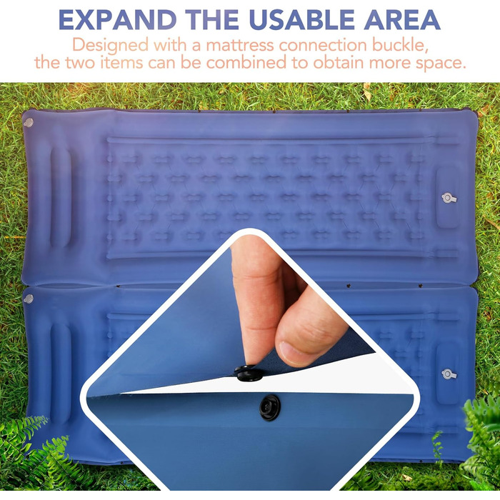 Надувний килимок для кемпінгу Tomshoo з інтегрованим насосом, подушкою та сумкою, блакитний