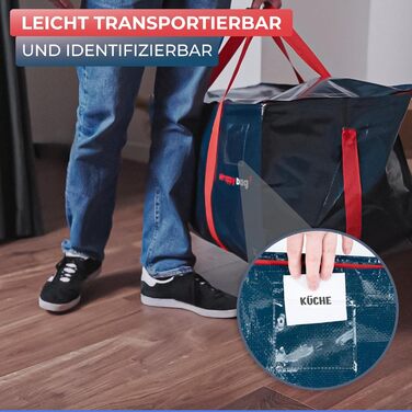 4-Pack Large Plastic Storage Bags – XXL Bags for Moving & Travel – Sturdy, thick & waterproof with reinforced handles – for clothing & bedding – 75 x 36 x 38 cm