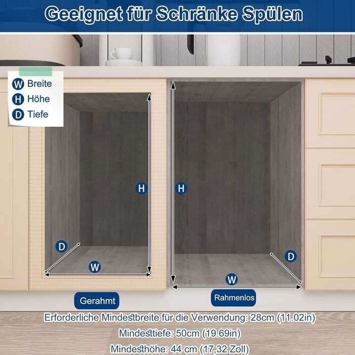 Вбудований контейнер для сміття HENGMEI з висувними ящиками для сортування, сірий (1x20L + 2x10L)