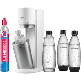 SodaStream Duo: Газова вода вдома. Комплект з CO2 балончиком, 2 скляні та 2 пластикові пляшки, білий, 44 см. Сімейний набір