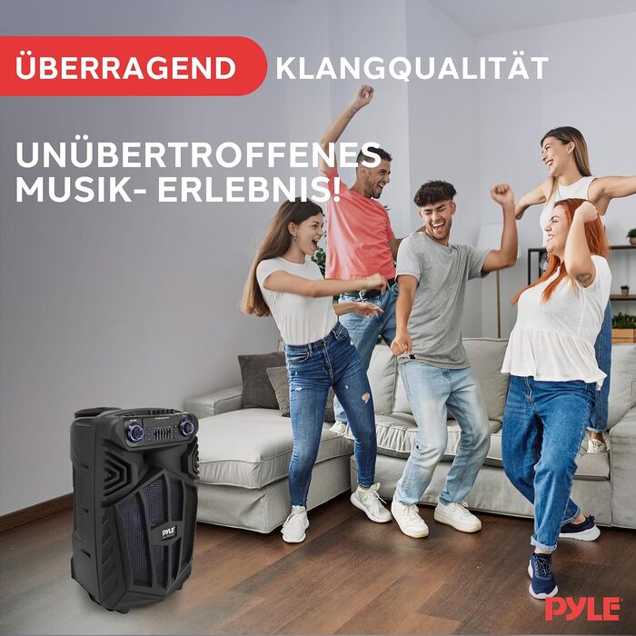 Портативна Bluetooth колонка Pyle 1680 Вт з мікрофоном, колесами та LED-дисплеєм для караоке та вечірок (15 дюймів)