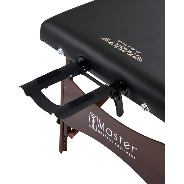 Масажний стіл Master Massage 71см Newport - складаний, портативний, чорний, з дерев'яними ніжками та сумкою