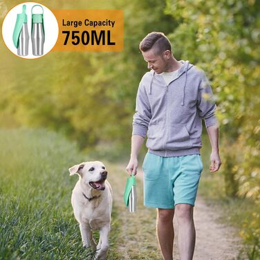 Вода для собак Taozoey 750мл: пляшка-поїльник з мискою, антибактеріальна, витокозахисна, для подорожей та прогулянок