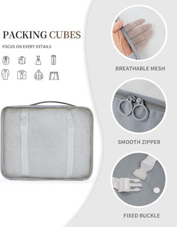 Органайзери для валізи, дорожні аксесуари, водонепроникні мішки для пакування, 10 шт. (Бежевий, сірий)