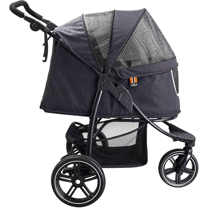 COOPER Складаний собачий візок до 32 кг | Регульована висота ручки, кошик для покупок | М'які ручки, світловідбиваючий дизайн | Ідеальний для транспортування тварин – Чорний