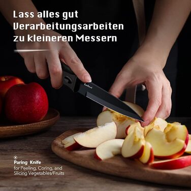 Набір кухонних ножів Messerblock Set, 8 предметів: ножі, ножиці, підставка для ножів. Ідеально для нарізання м'яса та овочів. Прозора підставка.