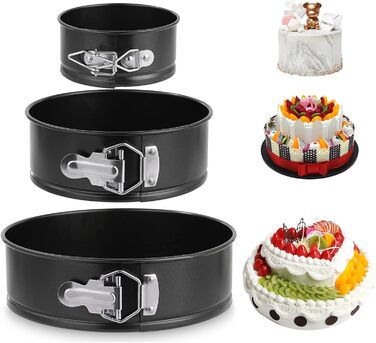 Набір форм для випічки: 3 шт. (11/18/23 см), сталеві, знімний дно, антипригарне покриття